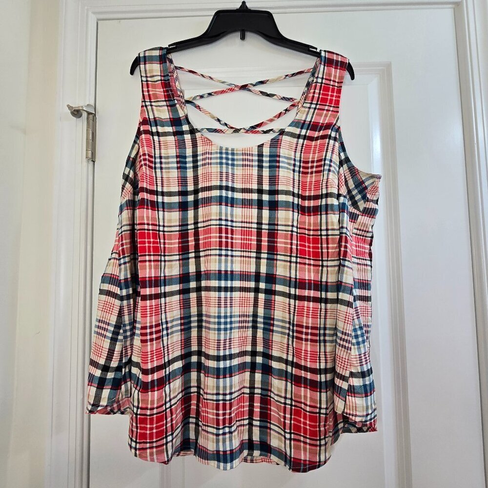 Torrid Challis Back Criss Cross Tank - Summer Plaid